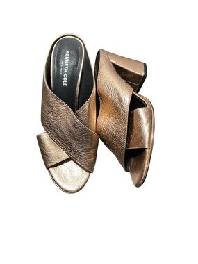 Kenneth Cole Lyra Bronze Metallic Leather Sandals Shoes Sz-8
